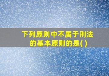 下列原则中不属于刑法的基本原则的是( )